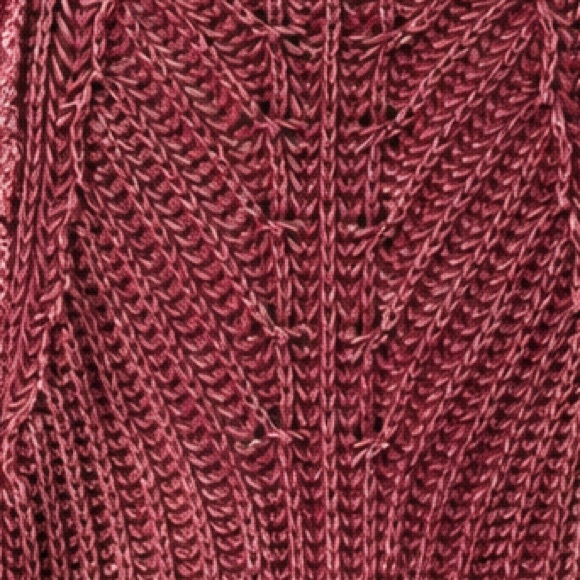 Free People Maroon Cable Knit Cowl Neck Sweater XS Cozy Chunky Knit - Picture 3 of 4